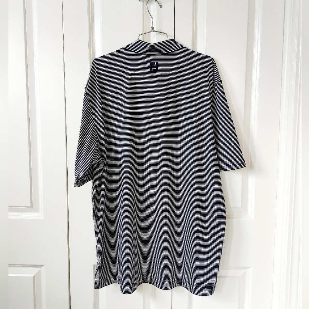 Navy Blue Micro Stripe Golf Polo FootJoy size Large - Picture 2 of 5